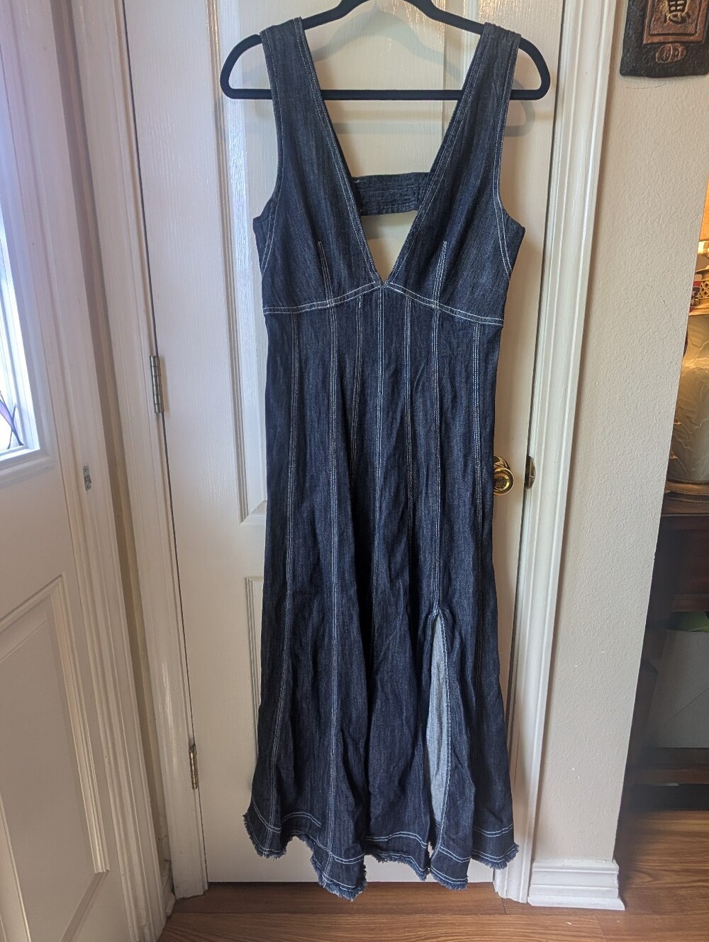 Pilcro Seamed V-Neck Denim Midi Dress from Anthropologie